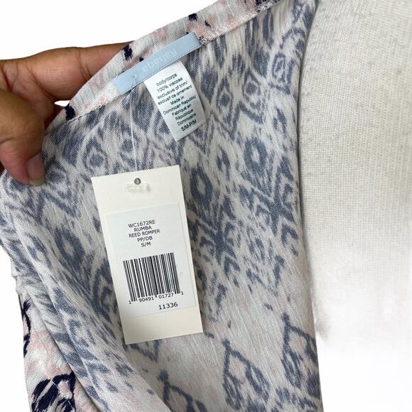 Eberjey Rumba Reed Short Romper Ikat Pink Blue M/L - Picture 9 of 11